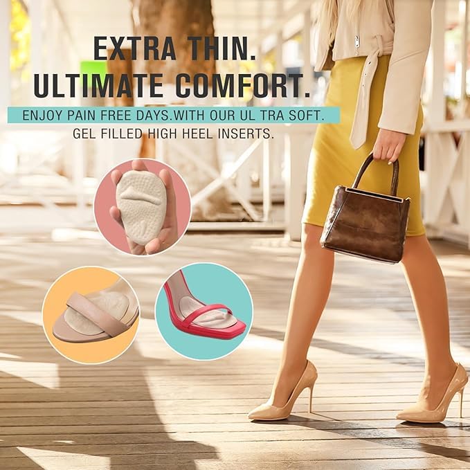 Ashoesert Metatasral Pads Ball of Foot Cushions  Heel Inserts for Women Shoes Relieve Foot Pian Heel Grips Liners Shoe Pads for Loose Shoe  Blisters - Image 4